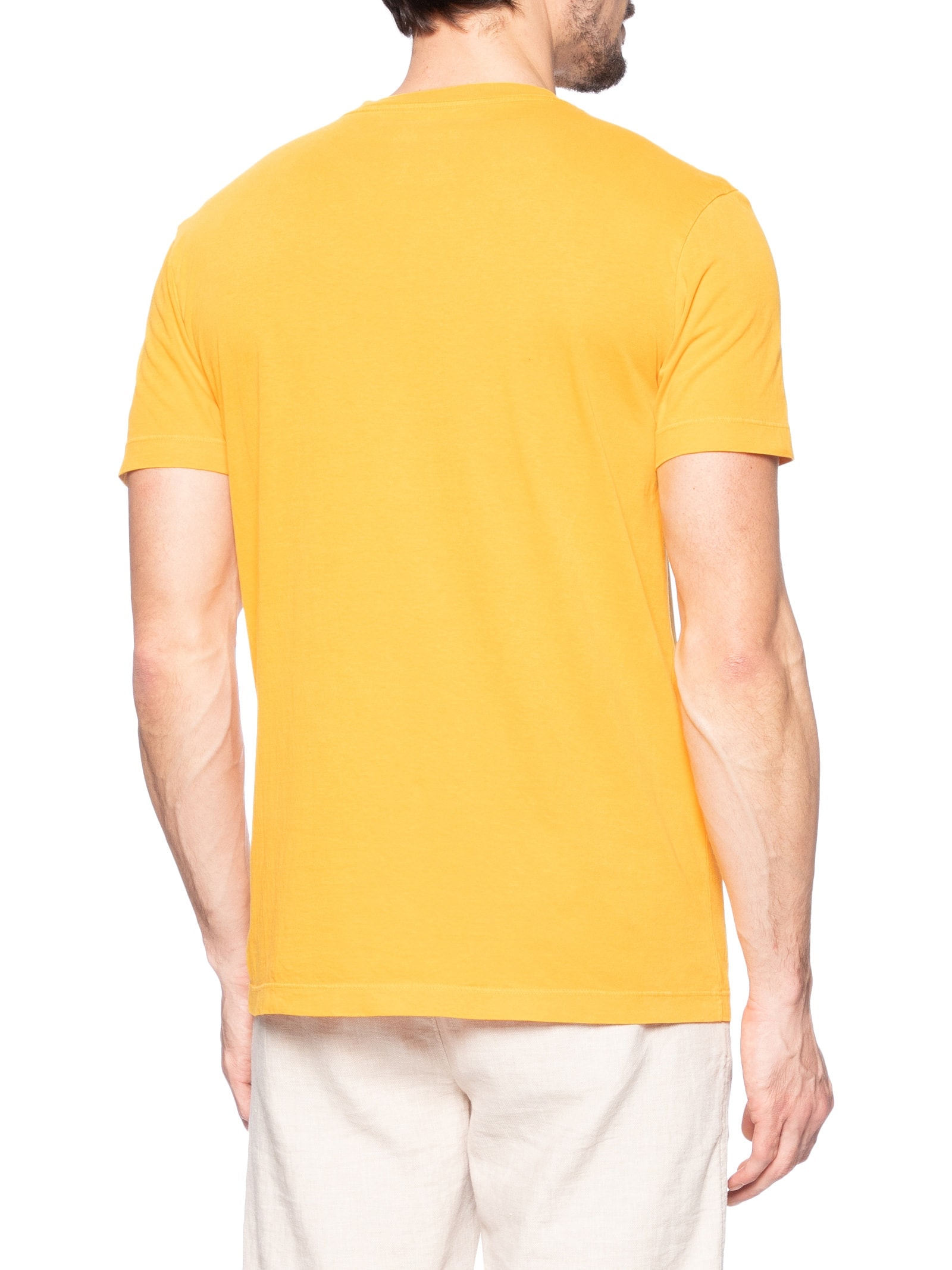 Camiseta Masculina Manga Curta Gola Careca Stone Trancoso Amarelo Osklen