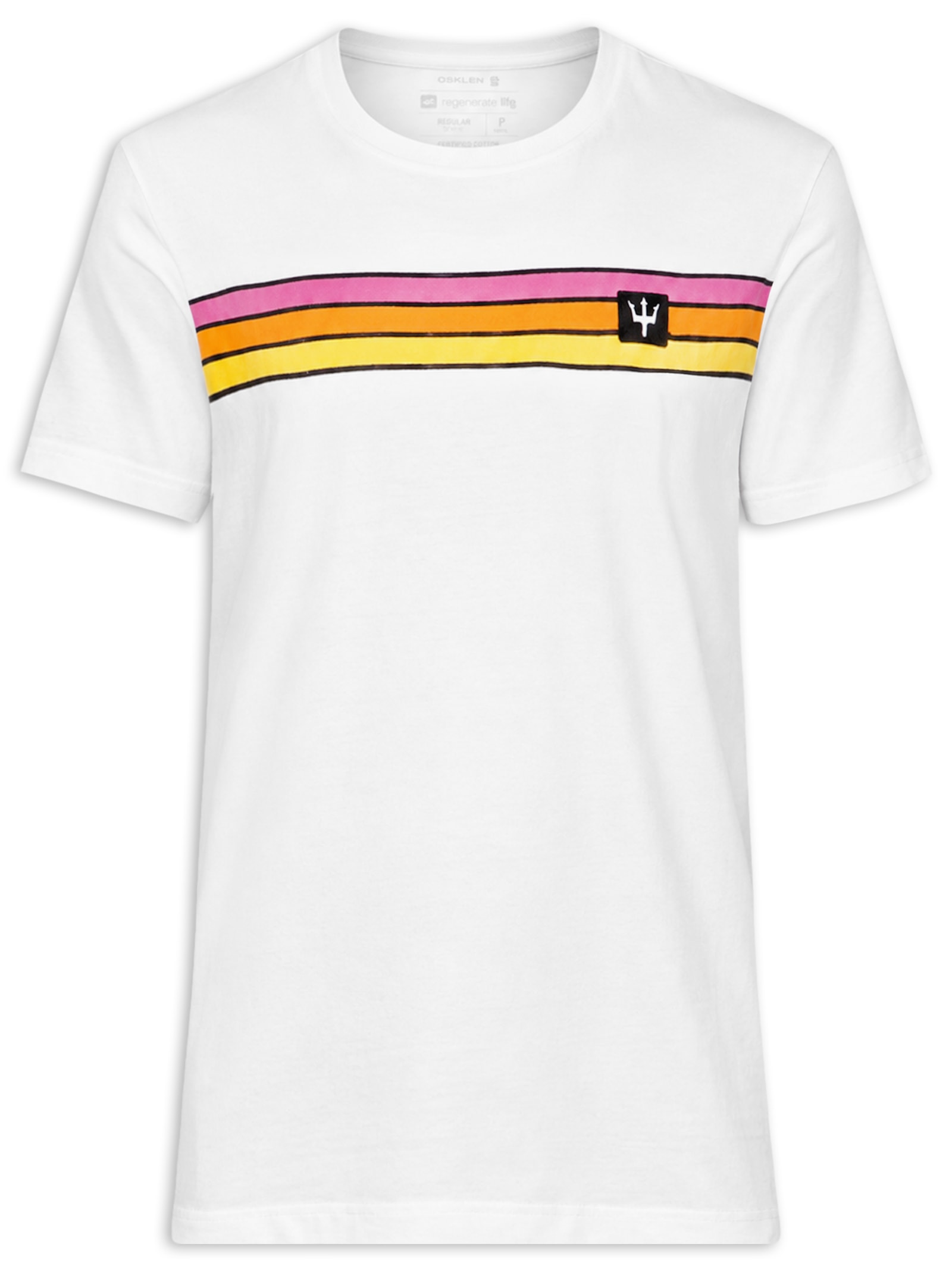 Camiseta Masculina Manga Curta Gola Careca Stone Vintage Listrado – Branco Osklen