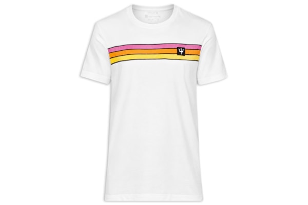 Camiseta Masculina Manga Curta Gola Careca Stone Vintage Listrado – Branco