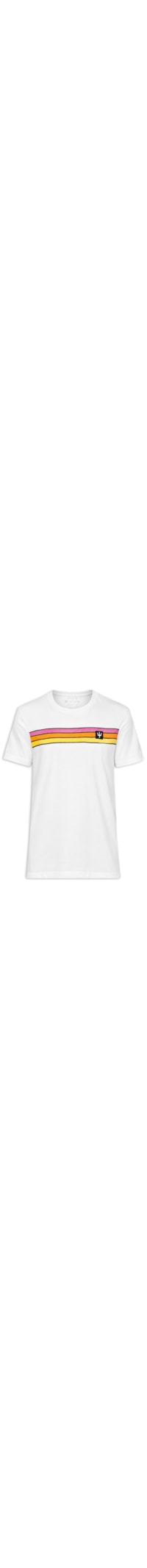 Camiseta Masculina Manga Curta Gola Careca Stone Vintage Listrado – Branco