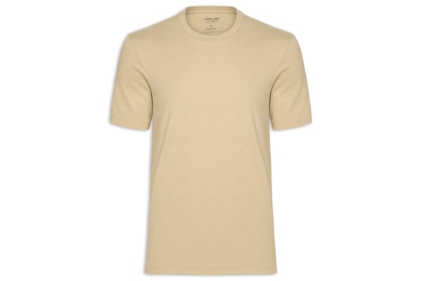 Camiseta Masculina Manga Curta Gola Careca Supersoft Comfort - Bege