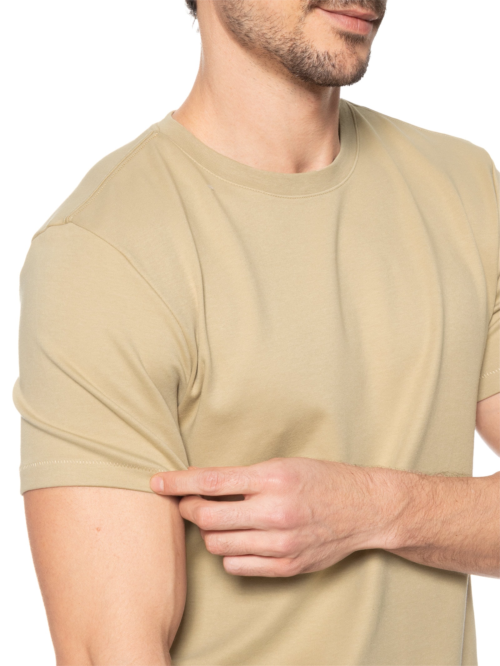 Camiseta Masculina Manga Curta Gola Careca Supersoft Comfort Bege Osklen