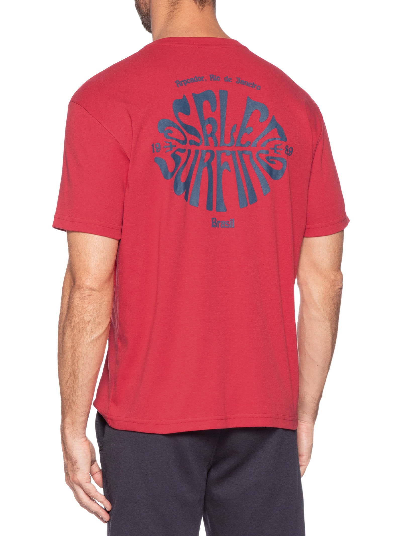 Camiseta Masculina Manga Curta Gola Careca Surfing Over  Vermelho Osklen