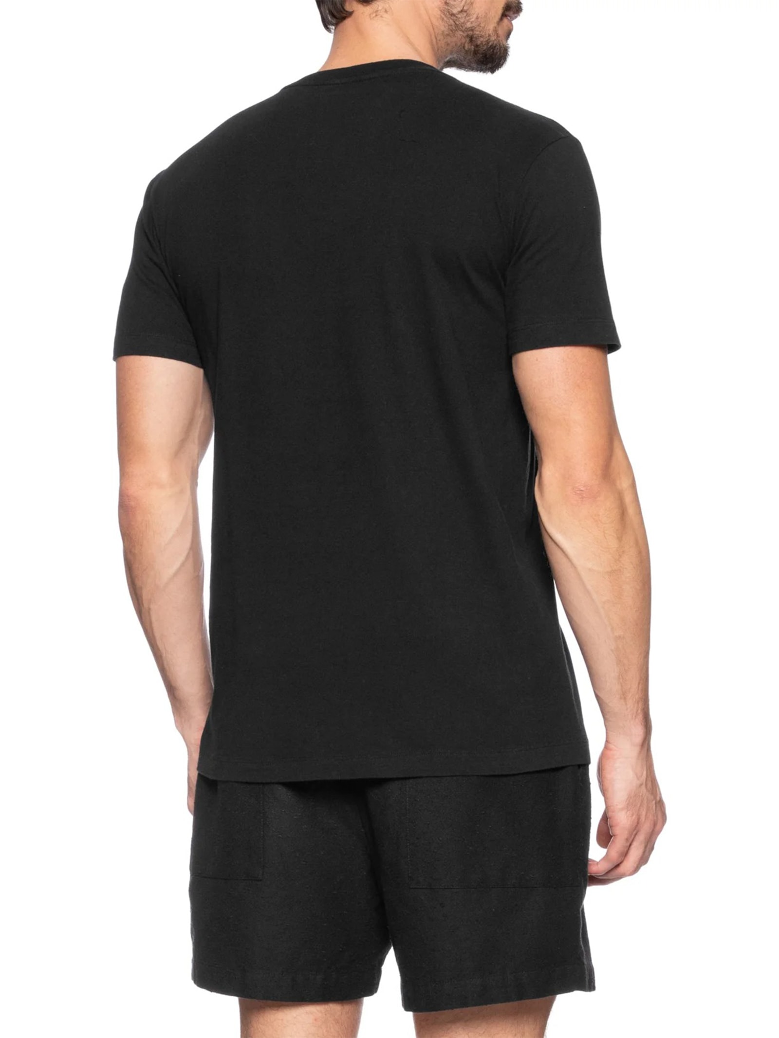 Camiseta Masculina Manga Curta Gola Careca Tridente Sunset Over Preto Osklen