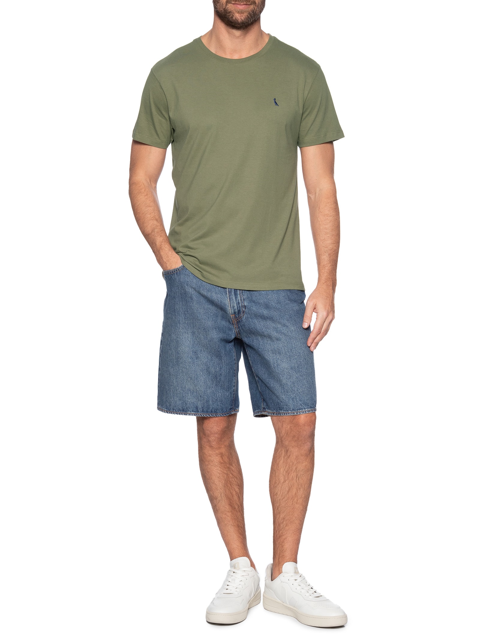 Camiseta Masculina Manga Curta Gola Careca Verde Reserva