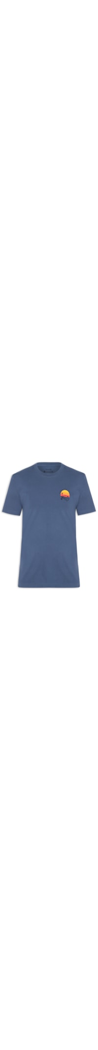 Camiseta Masculina Manga Curta Gola Careca Vintage Arpoador Patch - Azul