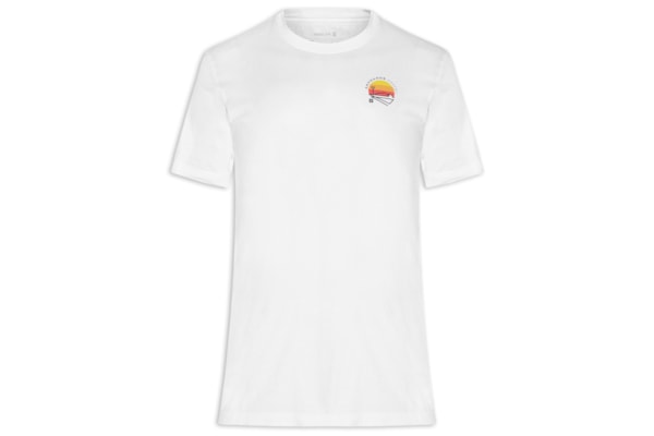Camiseta Masculina Manga Curta Gola Careca Vintage Arpoador Patch - Branco