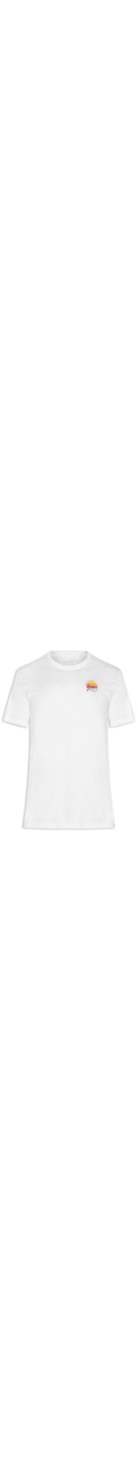 Camiseta Masculina Manga Curta Gola Careca Vintage Arpoador Patch - Branco