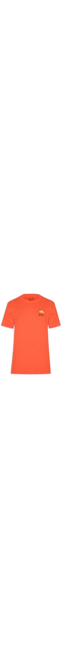 Camiseta Masculina Manga Curta Gola Careca Vintage Arpoador Patch - Laranja