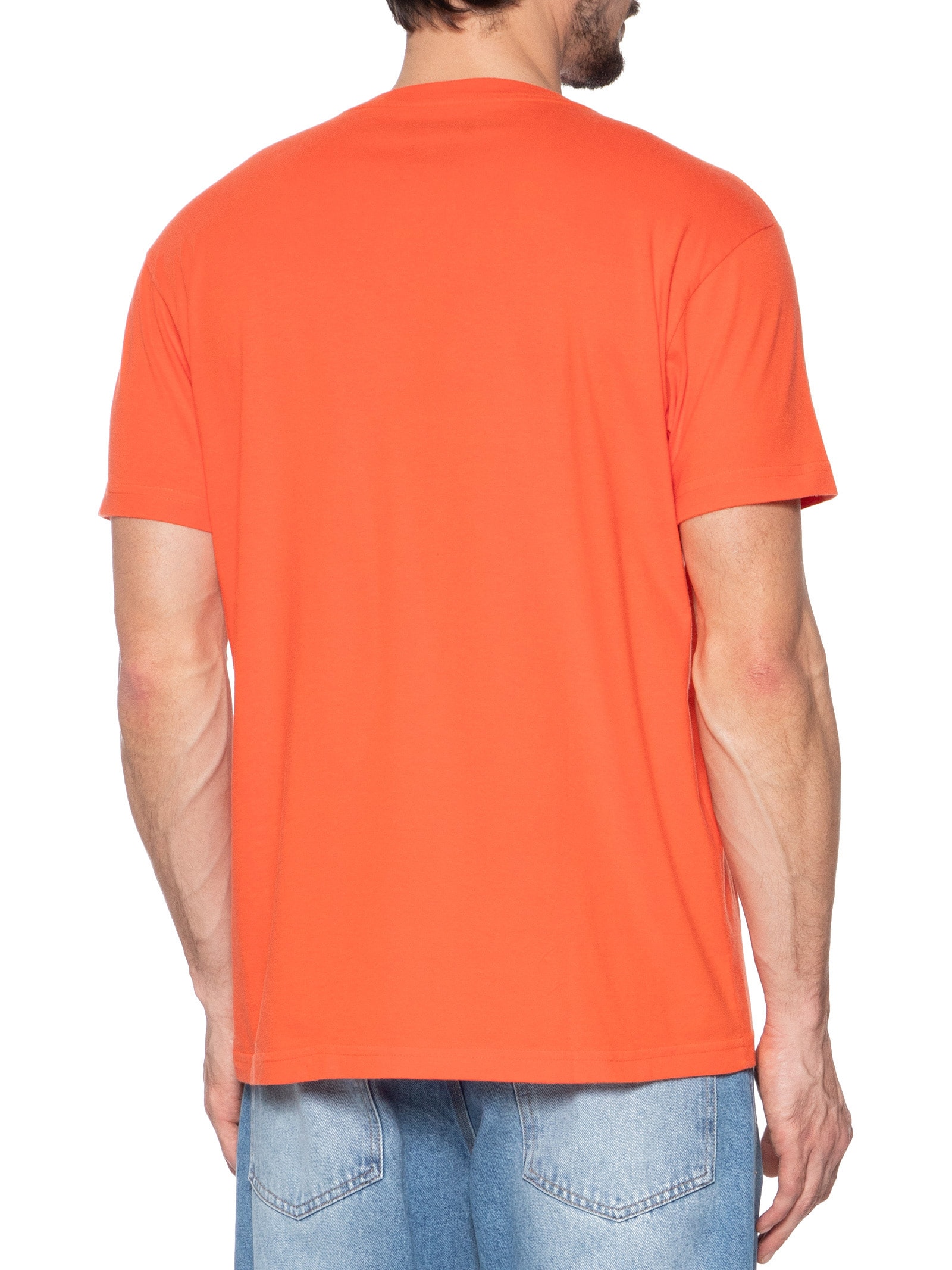 Camiseta Masculina Manga Curta Gola Careca Vintage Arpoador Patch Laranja Osklen