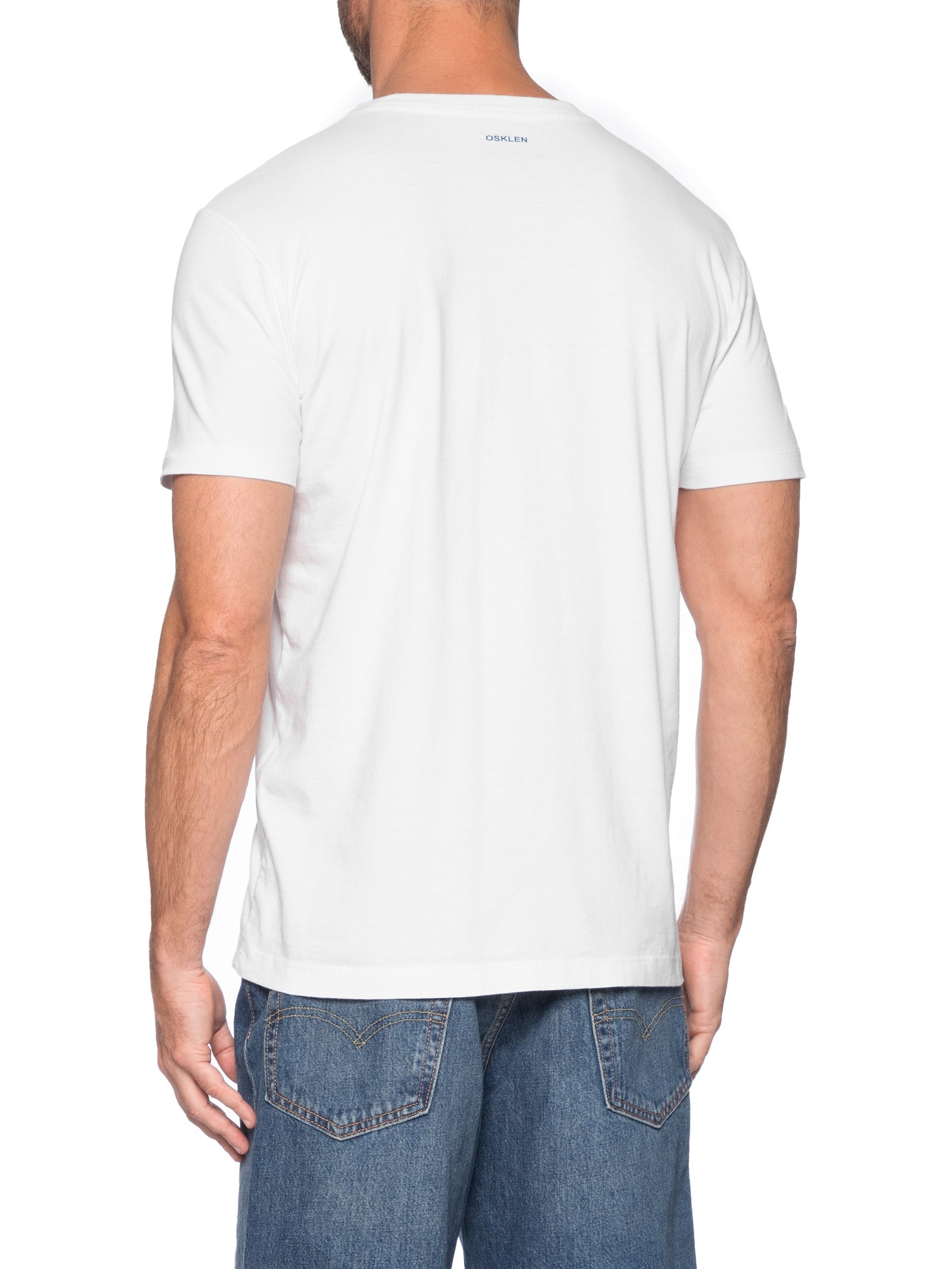 Camiseta Masculina Manga Curta Gola Careca Vintage Blue Whale Branco Osklen