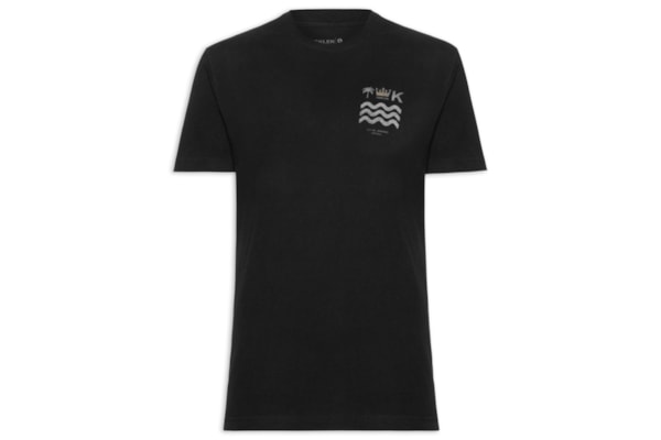 Camiseta Masculina Manga Curta Gola Careca Vintage Brasão Carimbo - Preto