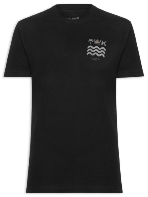 Camiseta Masculina Manga Curta Gola Careca Vintage Brasão Carimbo - Preto