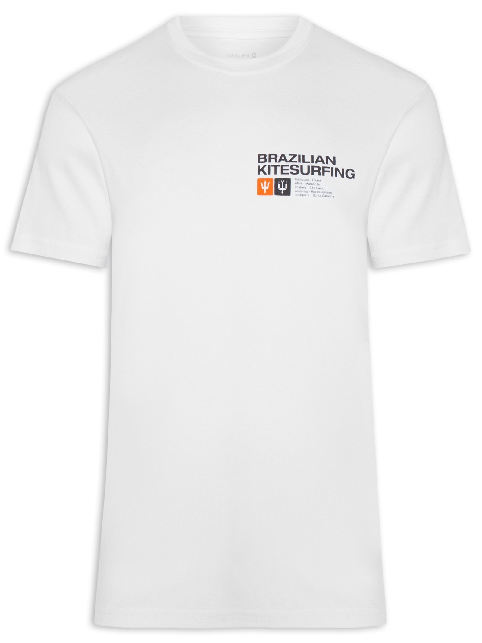 Camiseta Masculina Manga Curta Gola Careca Vintage Brazilian Kitesurfing Branco Osklen