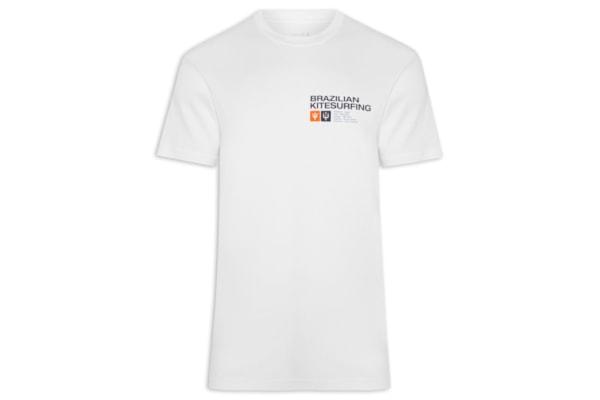 Camiseta Masculina Manga Curta Gola Careca Vintage Brazilian Kitesurfing - Branco