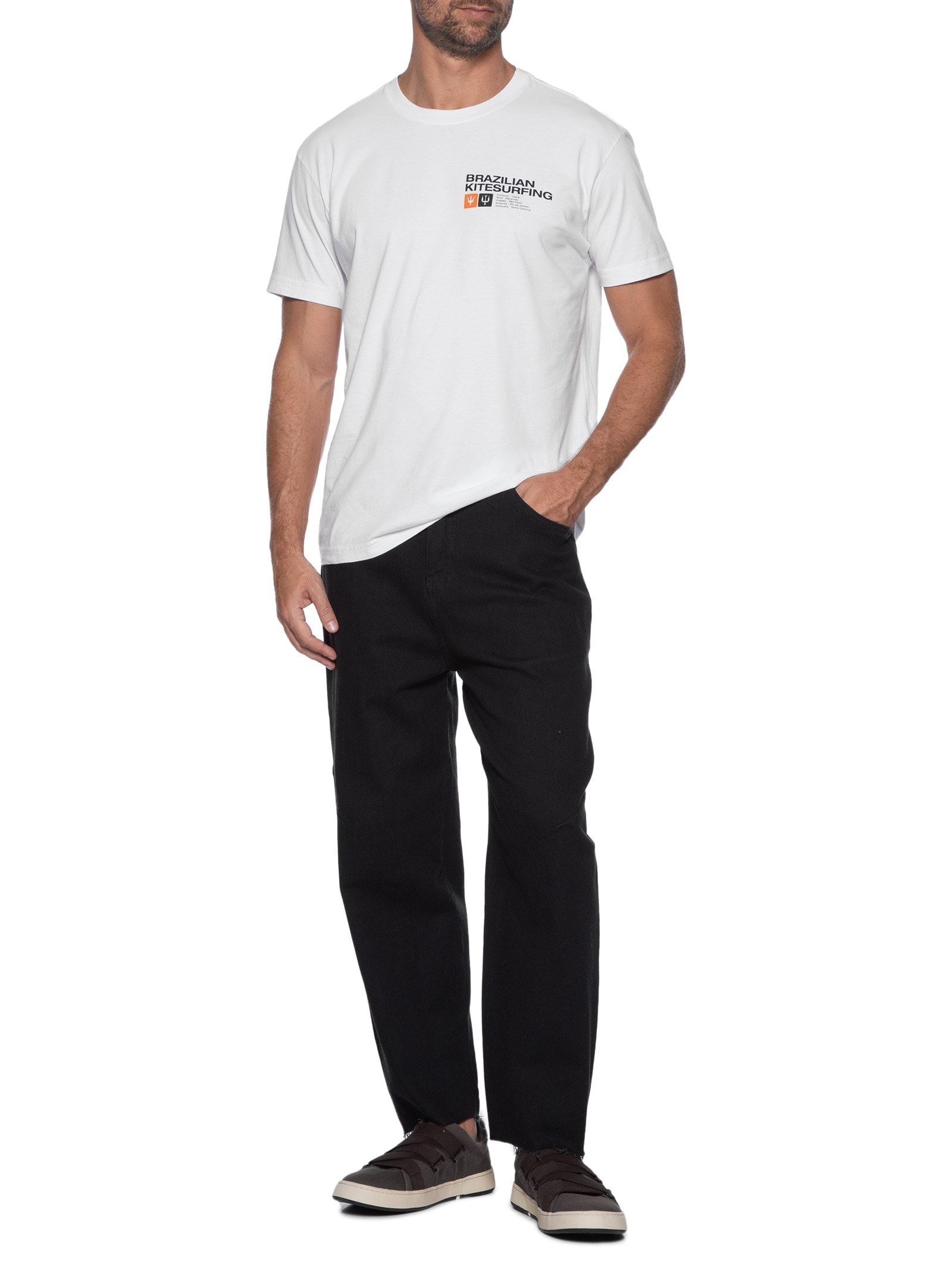 Camiseta Masculina Manga Curta Gola Careca Vintage Brazilian Kitesurfing Branco Osklen