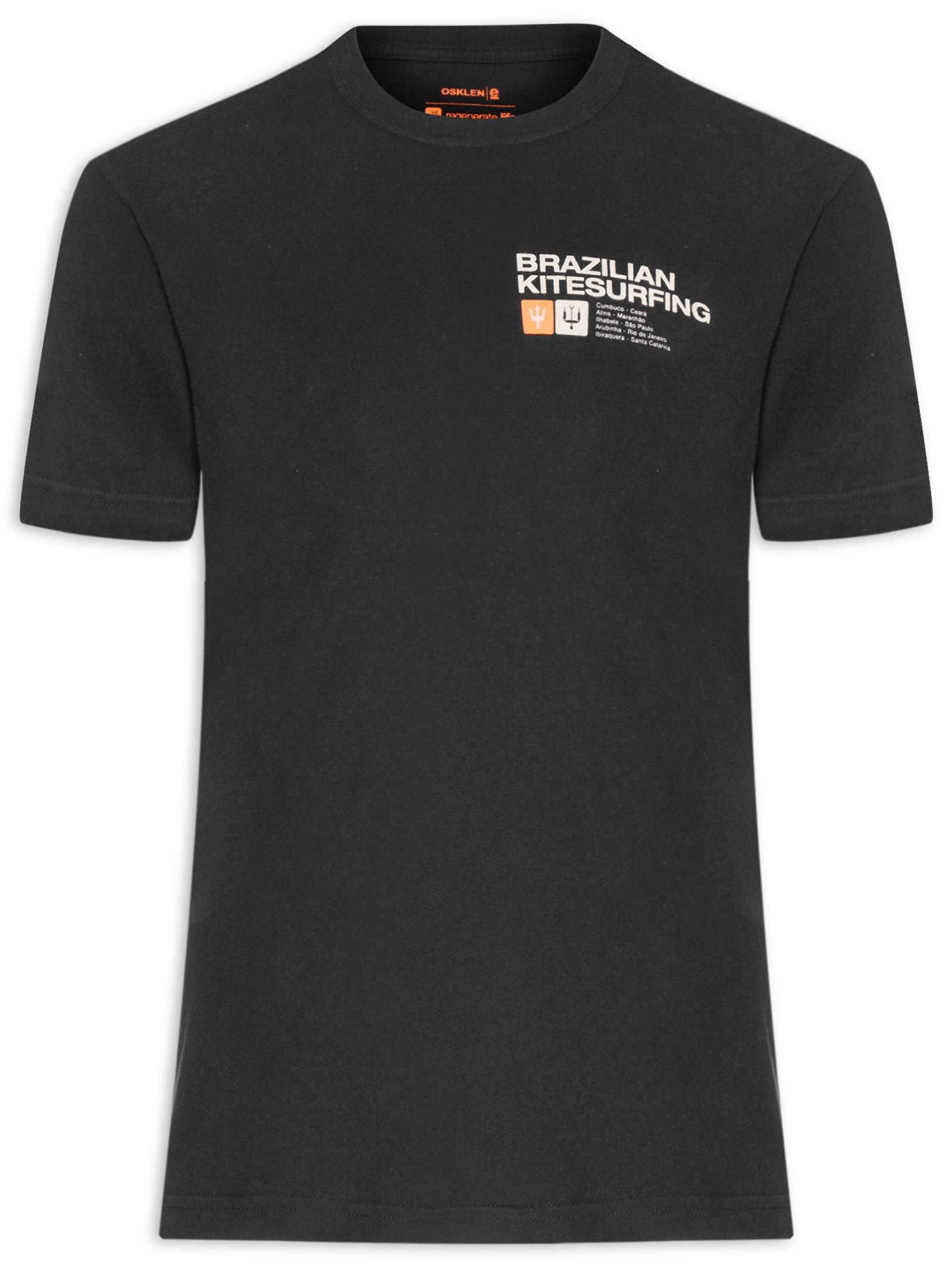 Camiseta Masculina Manga Curta Gola Careca Vintage Brazilian Kitesurfing Preto Osklen