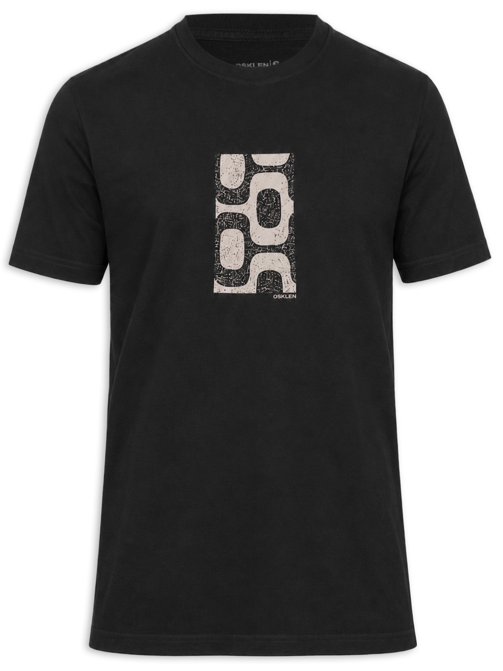 Camiseta Masculina Manga Curta Gola Careca Vintage Calçadão Preto Osklen