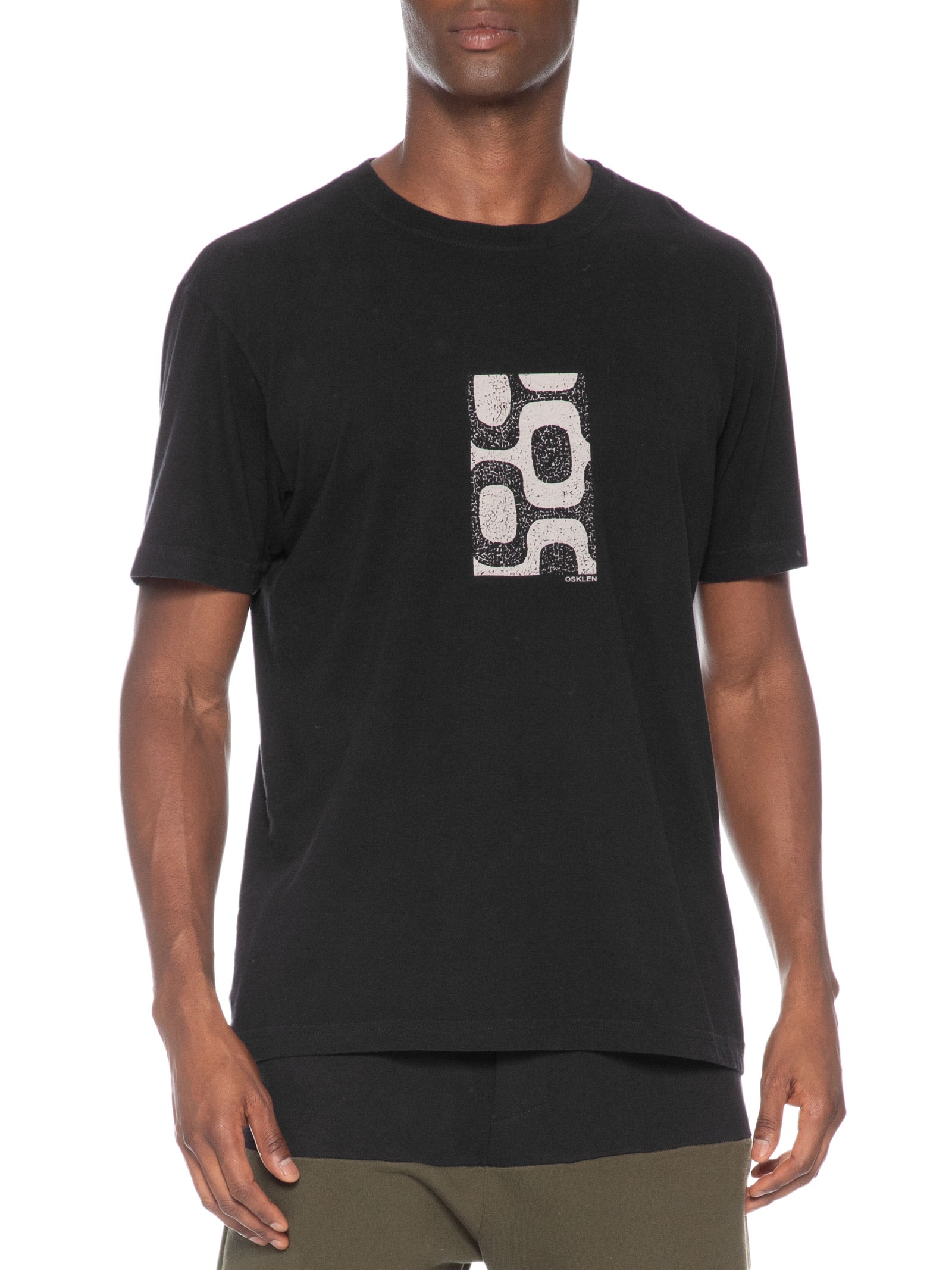 Camiseta Masculina Manga Curta Gola Careca Vintage Calçadão Preto Osklen