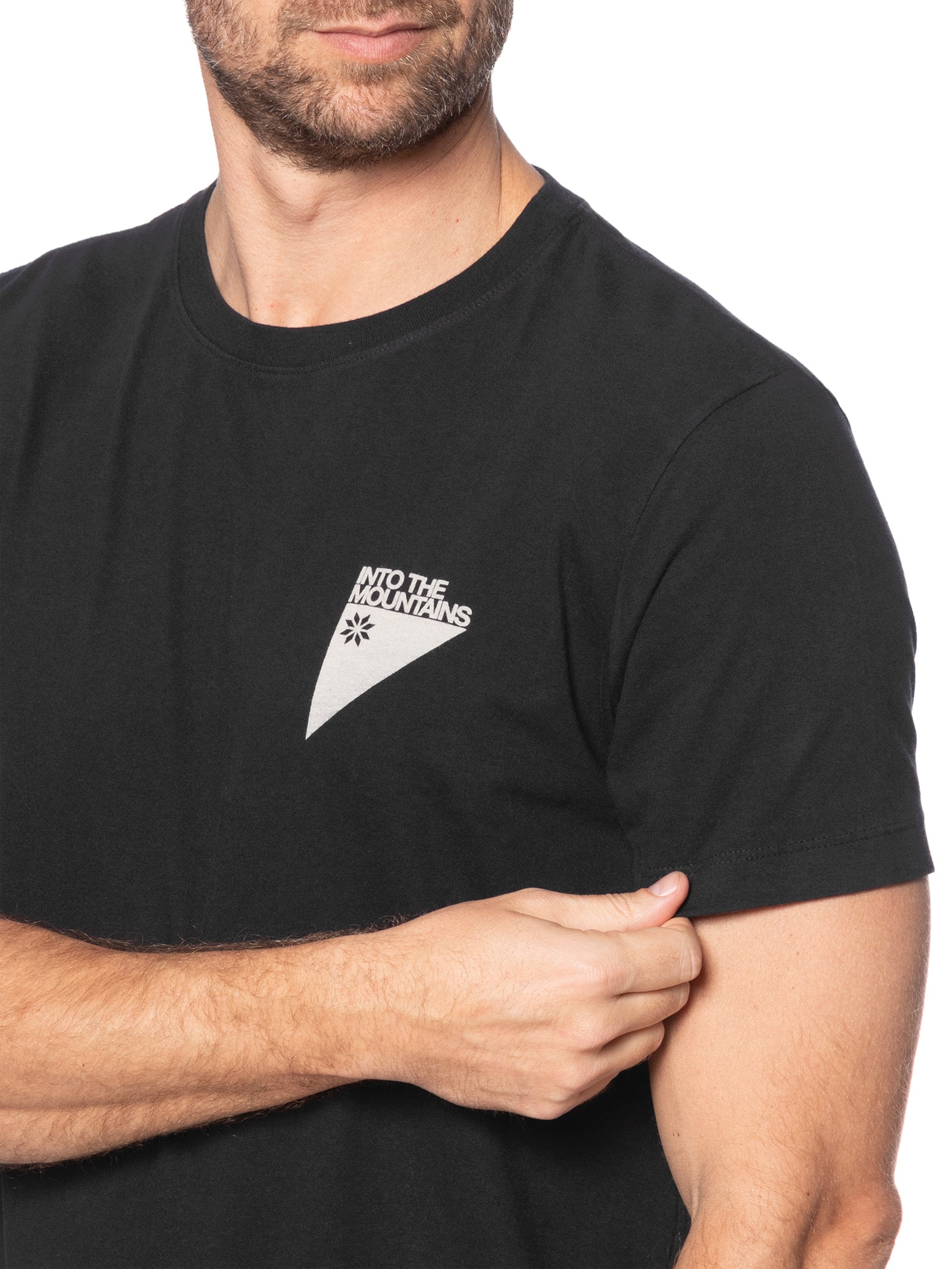 Camiseta Masculina Manga Curta Gola Careca Vintage Carimbo Mountains Preto Osklen