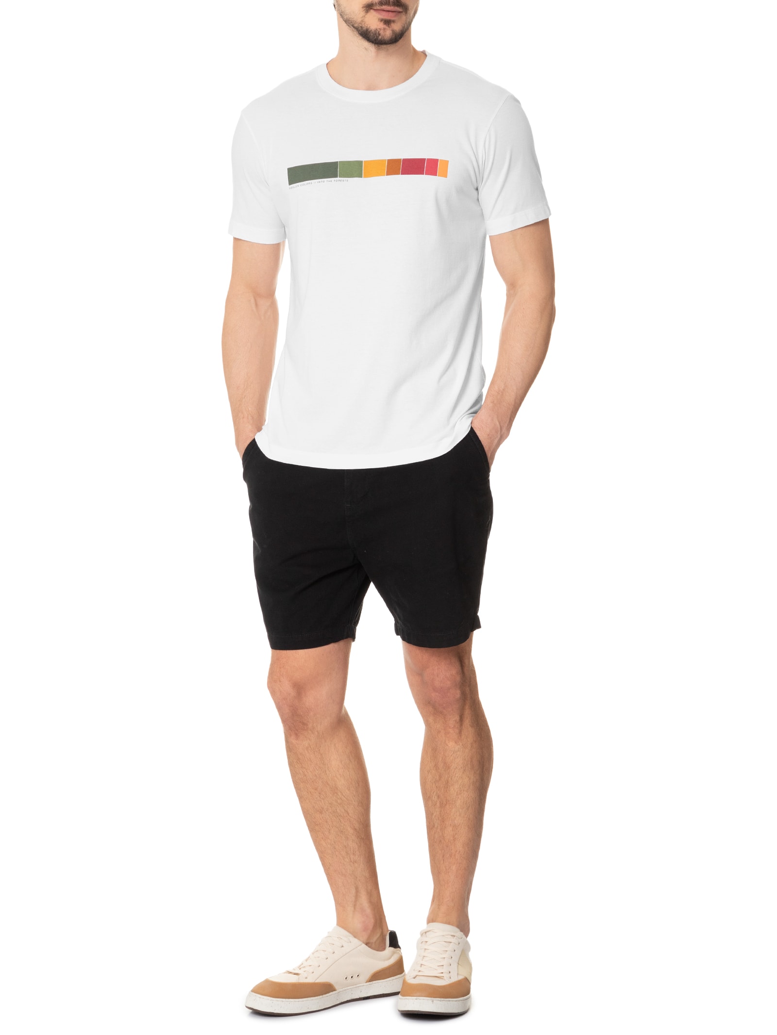 Camiseta Masculina Manga Curta Gola Careca Vintage Colors Itf  Branco Osklen
