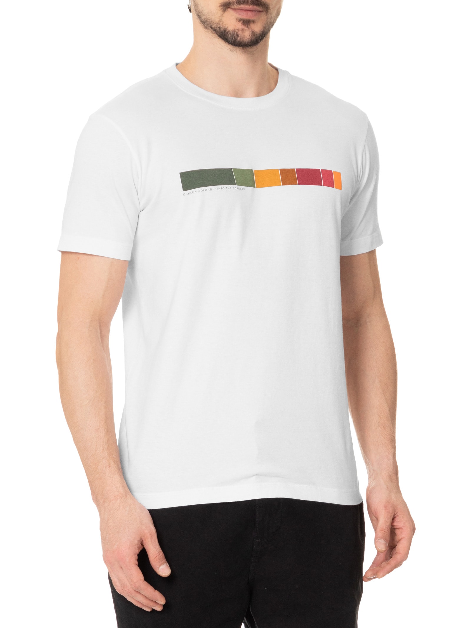 Camiseta Masculina Manga Curta Gola Careca Vintage Colors Itf  Branco Osklen