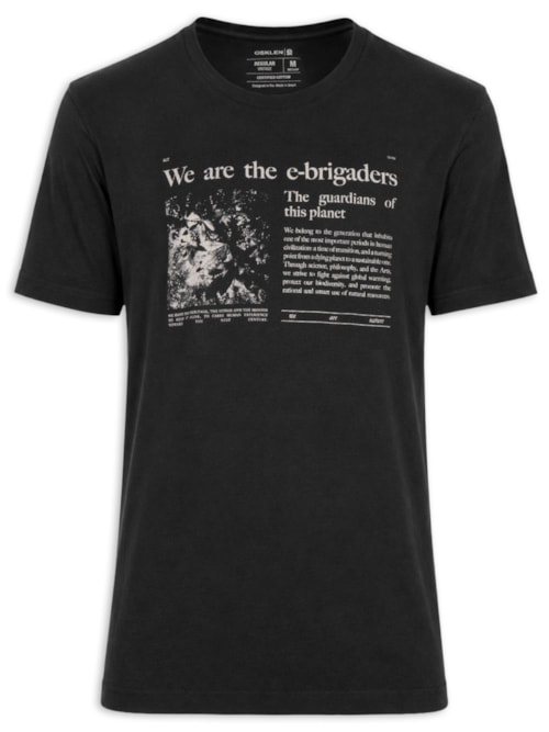 Camiseta Masculina Manga Curta Gola Careca Vintage E-Brigade News – Preto