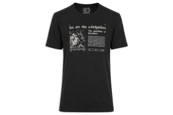 Camiseta Masculina Manga Curta Gola Careca Vintage E-Brigade News - Preto
