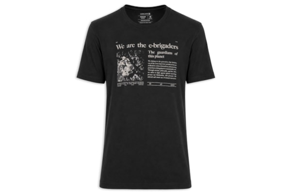 Camiseta Masculina Manga Curta Gola Careca Vintage E-Brigade News - Preto