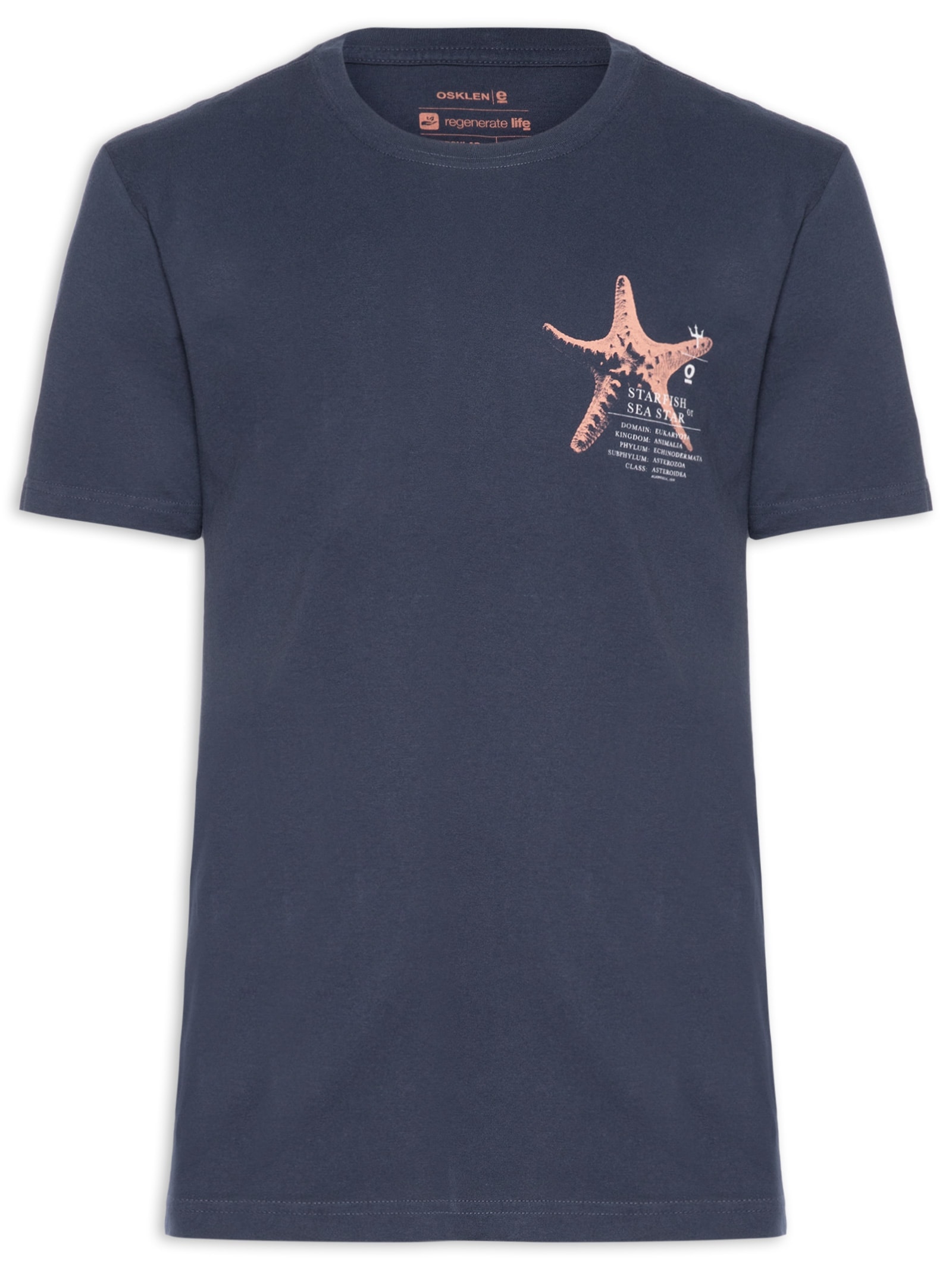 Camiseta Masculina Manga Curta Gola Careca Vintage Estrela Do Mar  Azul Osklen