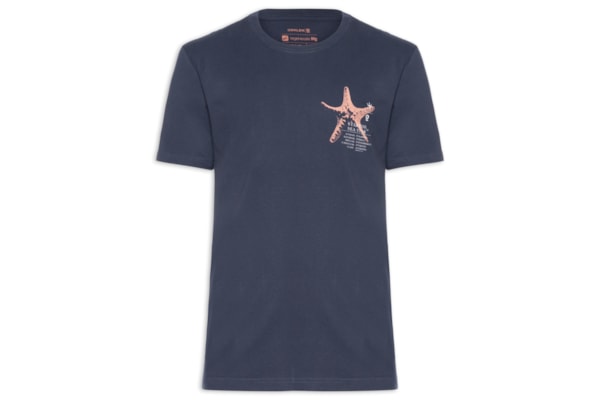 Camiseta Masculina Manga Curta Gola Careca Vintage Estrela Do Mar  - Azul