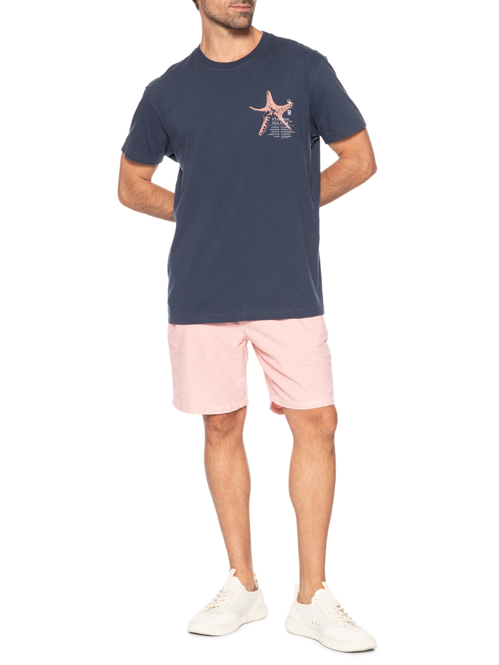 Camiseta Masculina Manga Curta Gola Careca Vintage Estrela Do Mar  Azul Osklen