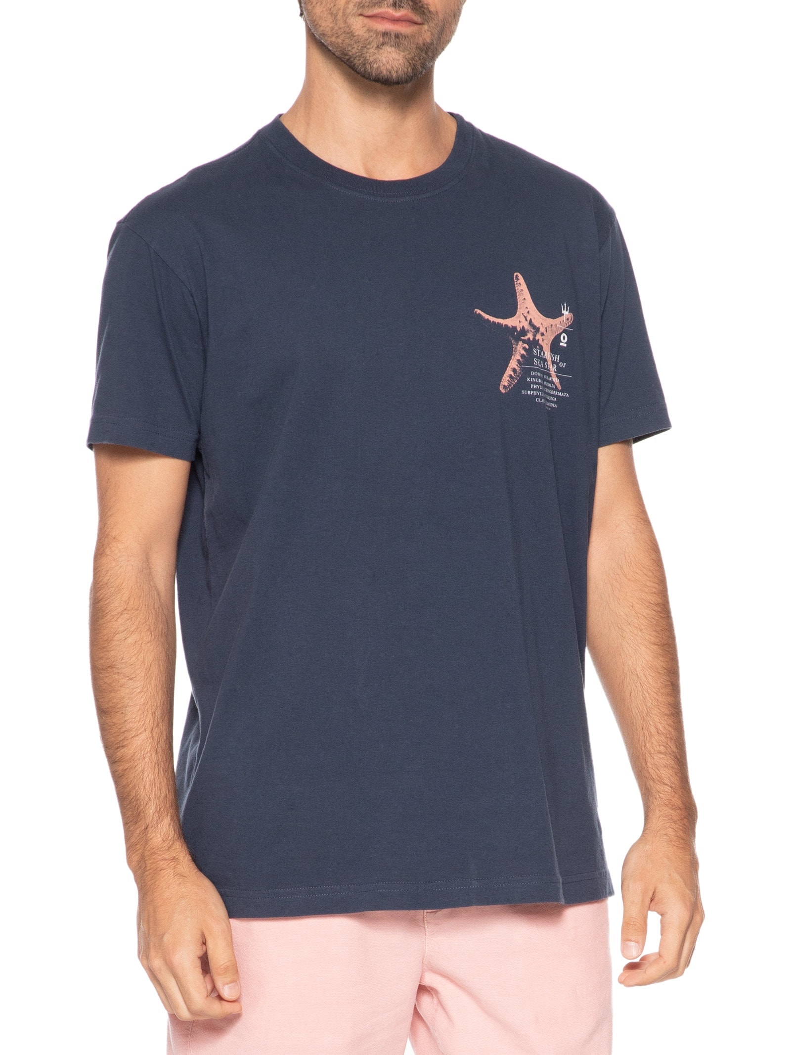 Camiseta Masculina Manga Curta Gola Careca Vintage Estrela Do Mar  Azul Osklen