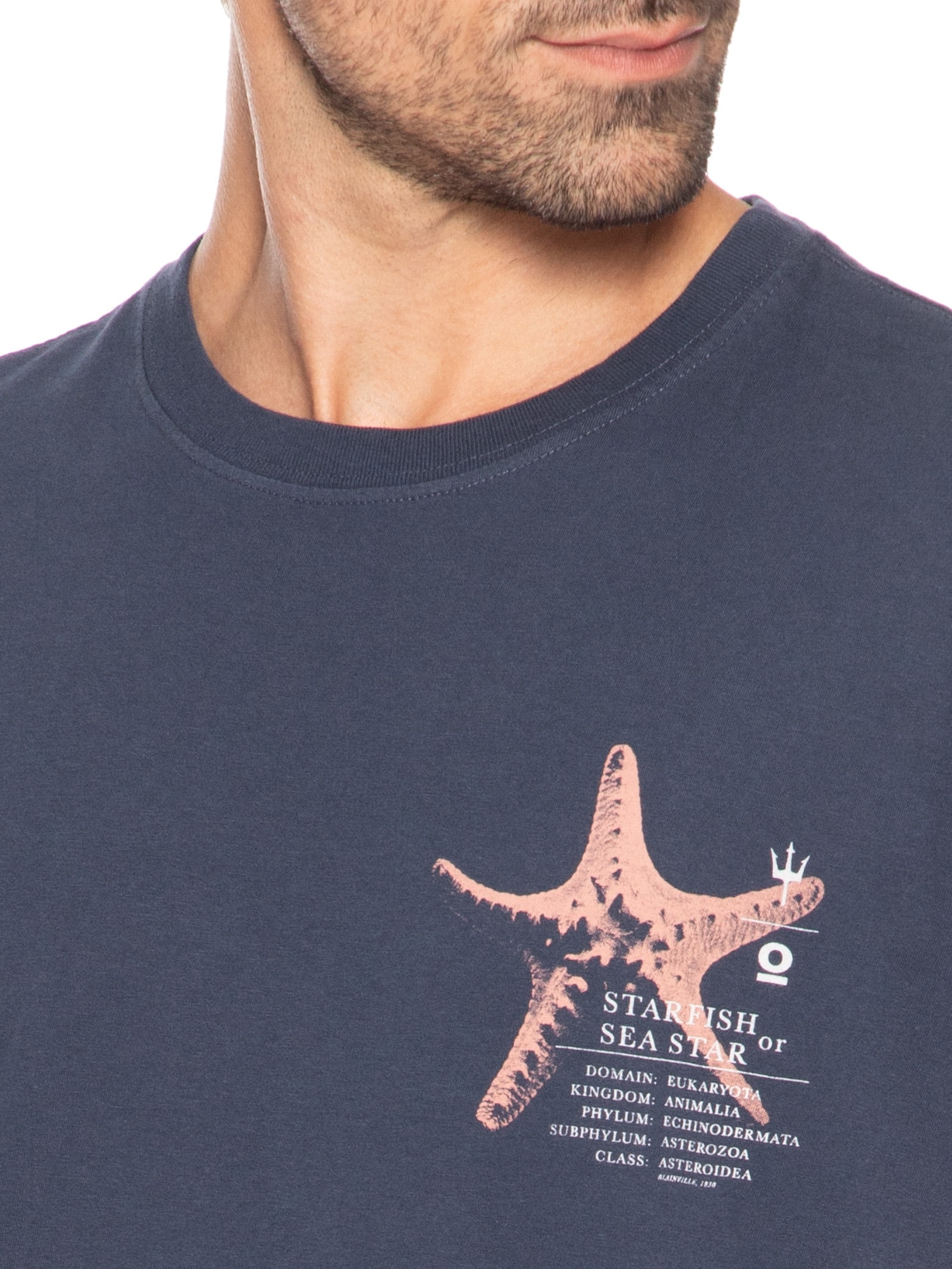 Camiseta Masculina Manga Curta Gola Careca Vintage Estrela Do Mar  Azul Osklen