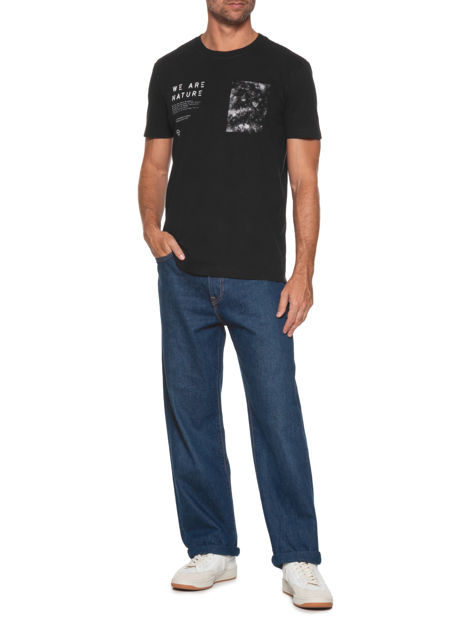 Camiseta Masculina Manga Curta Gola Careca Vintage Fungi Preto Osklen