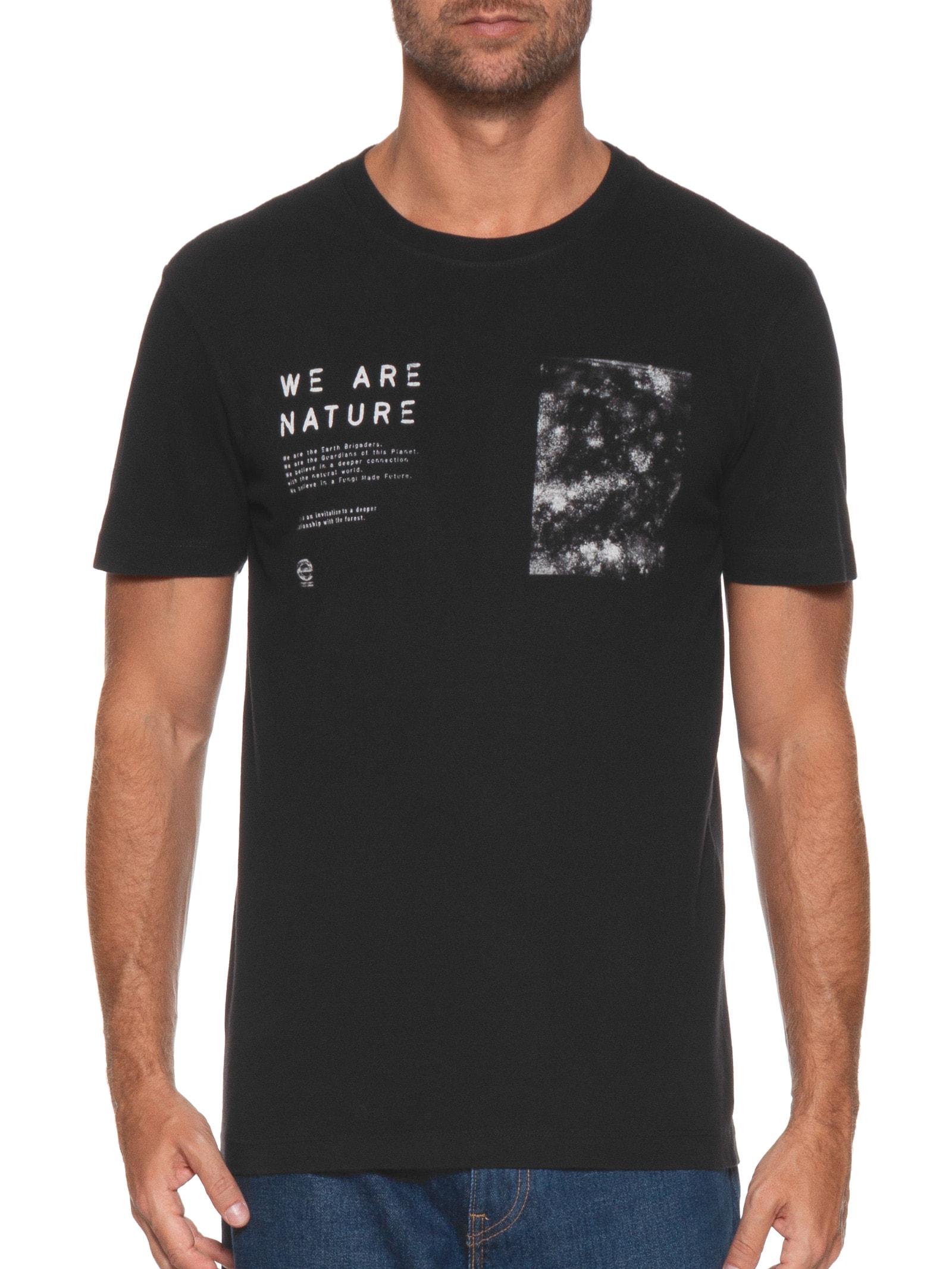 Camiseta Masculina Manga Curta Gola Careca Vintage Fungi Preto Osklen