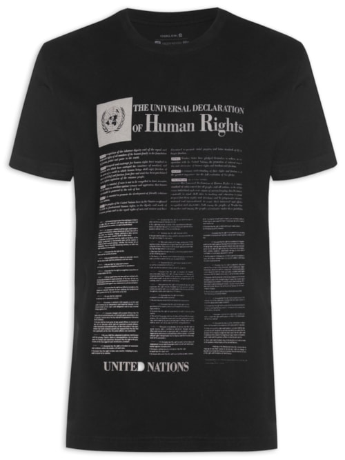 Camiseta Masculina Manga Curta Gola Careca Vintage Human Rights - Preto