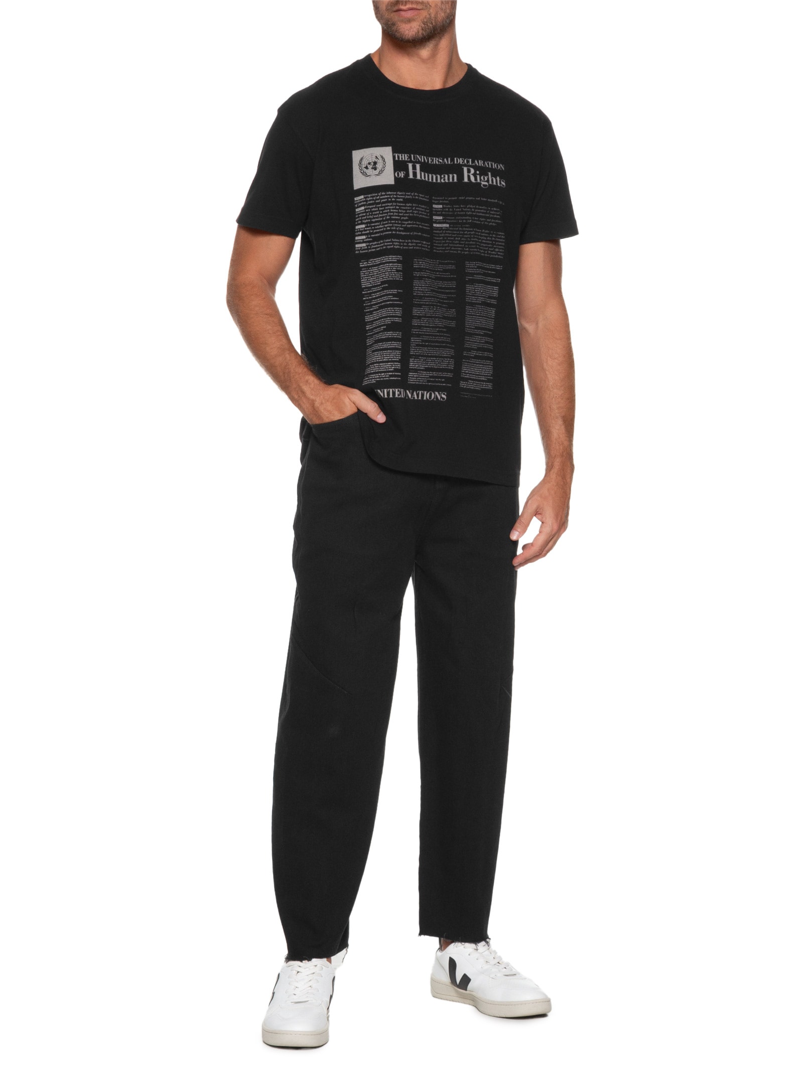Camiseta Masculina Manga Curta Gola Careca Vintage Human Rights Preto Osklen