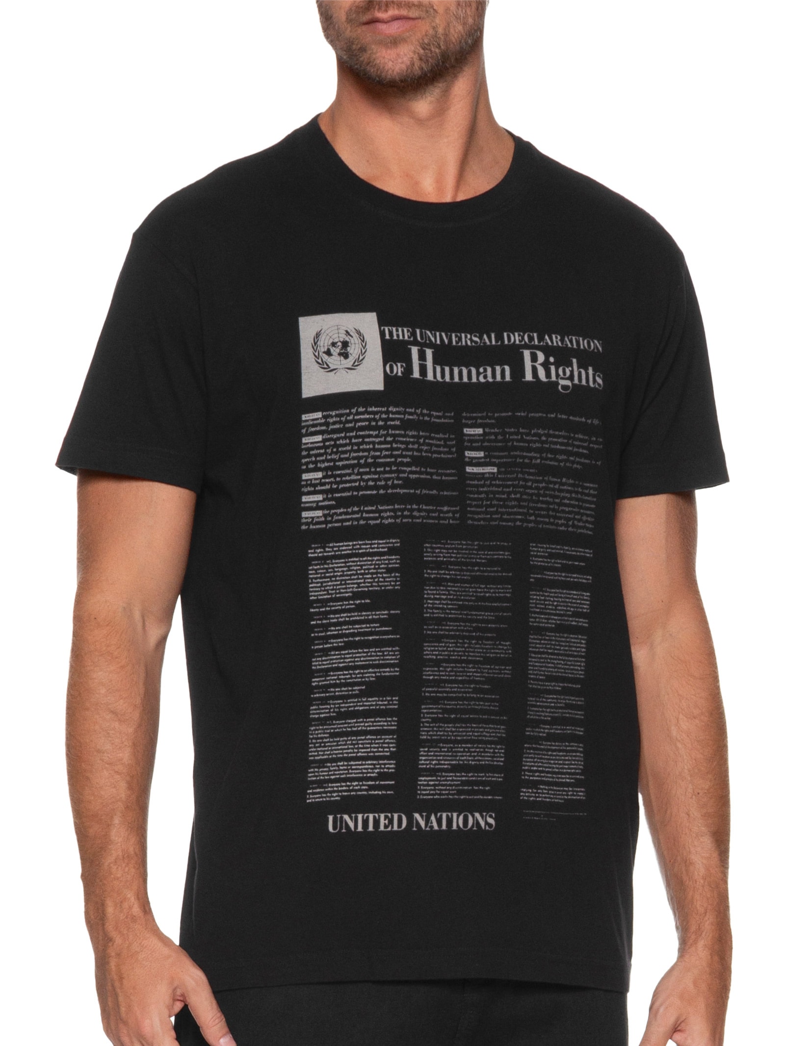 Camiseta Masculina Manga Curta Gola Careca Vintage Human Rights Preto Osklen