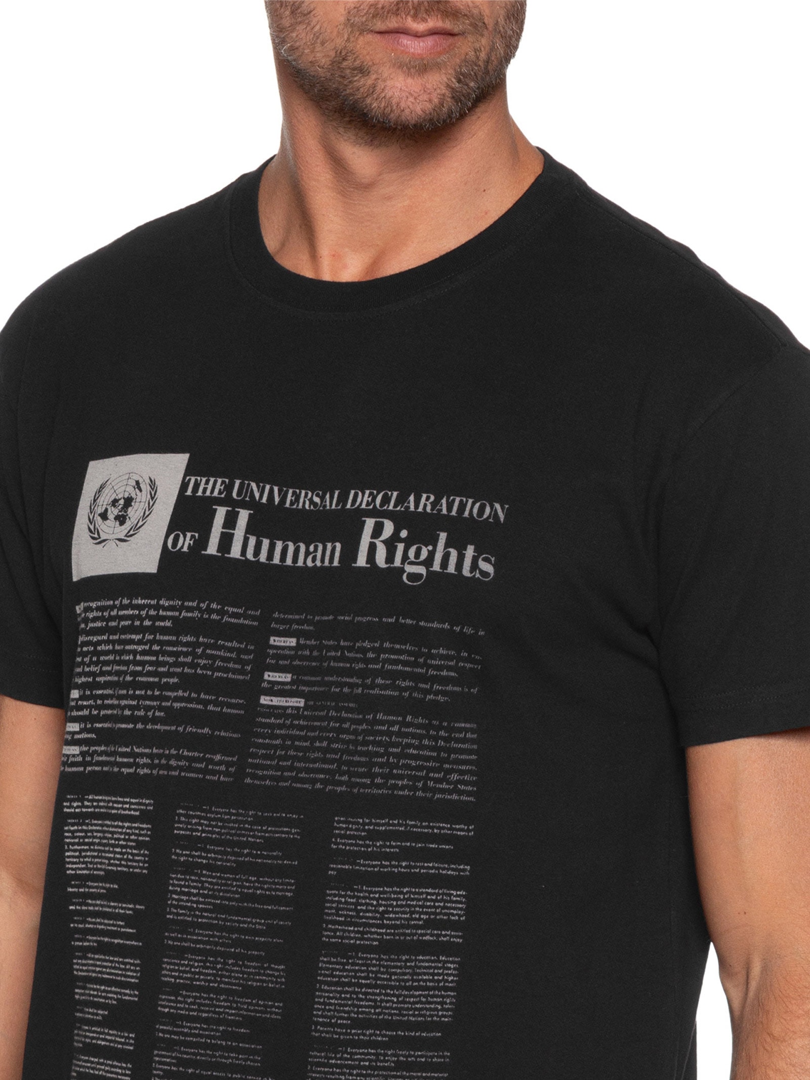 Camiseta Masculina Manga Curta Gola Careca Vintage Human Rights Preto Osklen