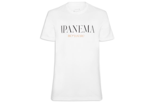 Camiseta Masculina Manga Curta Gola Careca Vintage Ipanema Serifado - Branco