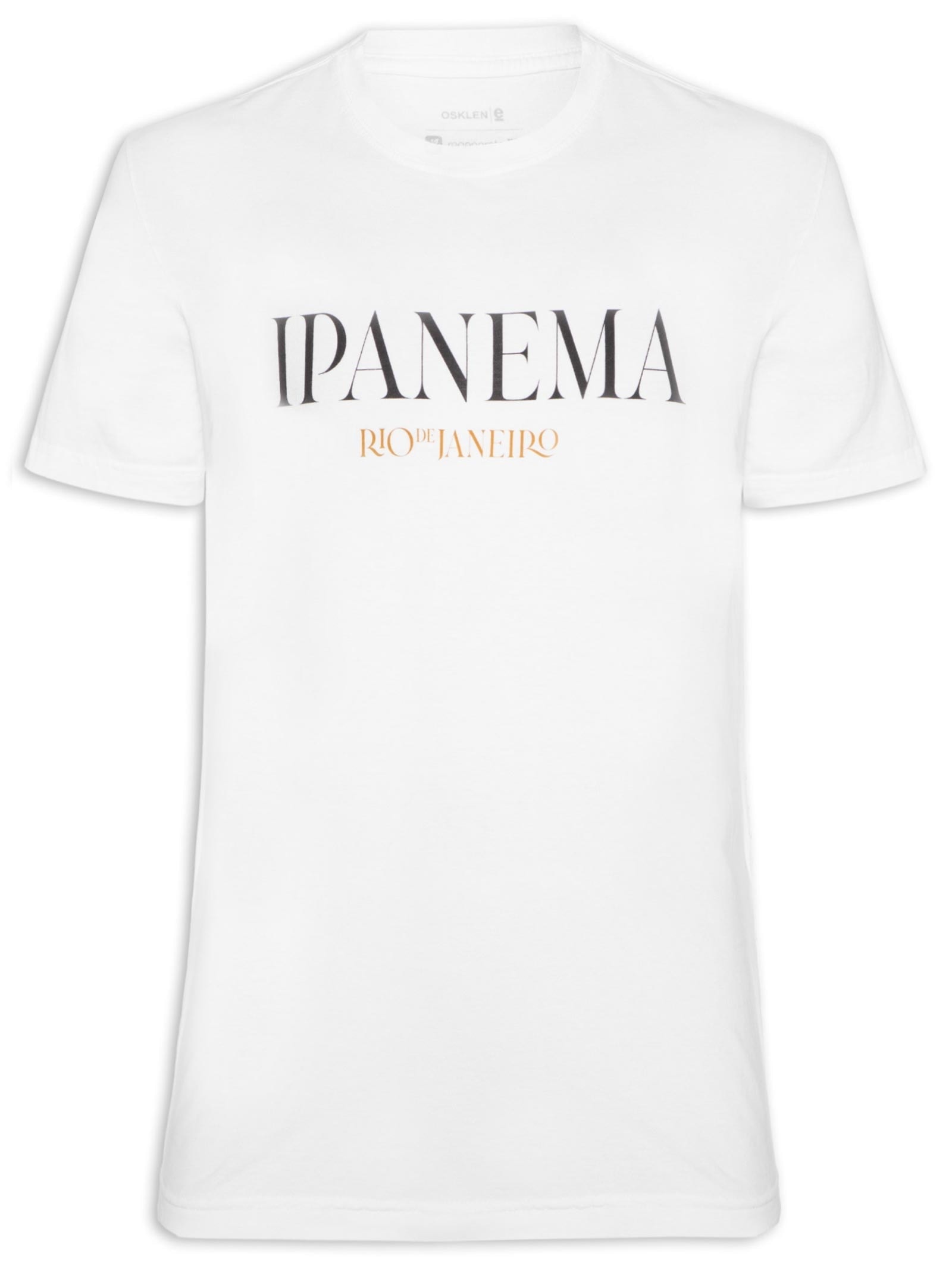 Camiseta Masculina Manga Curta Gola Careca Vintage Ipanema Serifado Branco Osklen