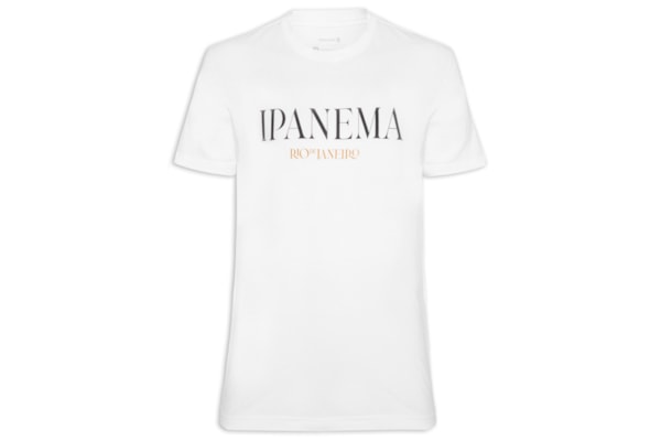 Camiseta Masculina Manga Curta Gola Careca Vintage Ipanema Serifado - Branco