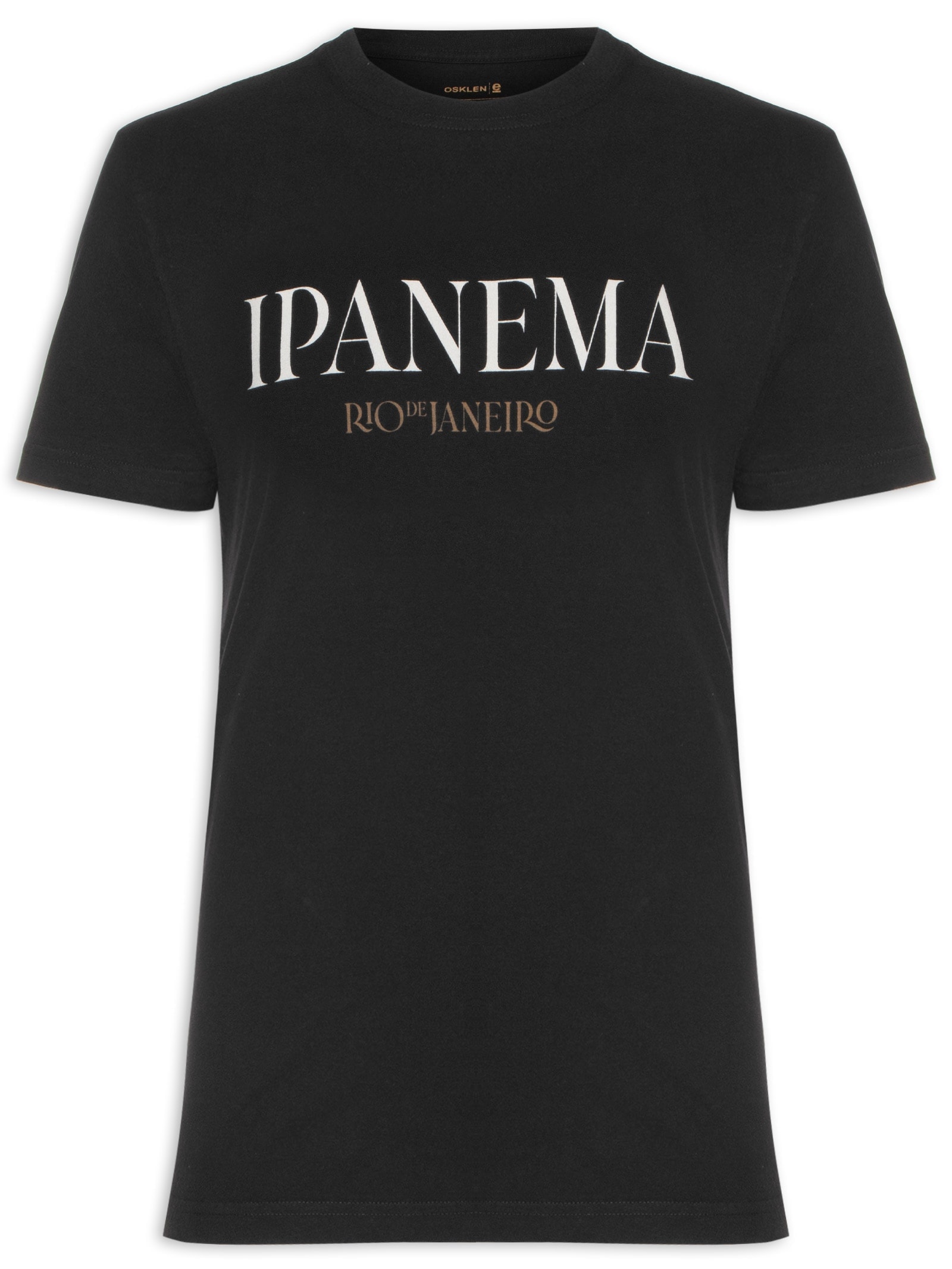 Camiseta Masculina Manga Curta Gola Careca Vintage Ipanema Serifado Preto Osklen