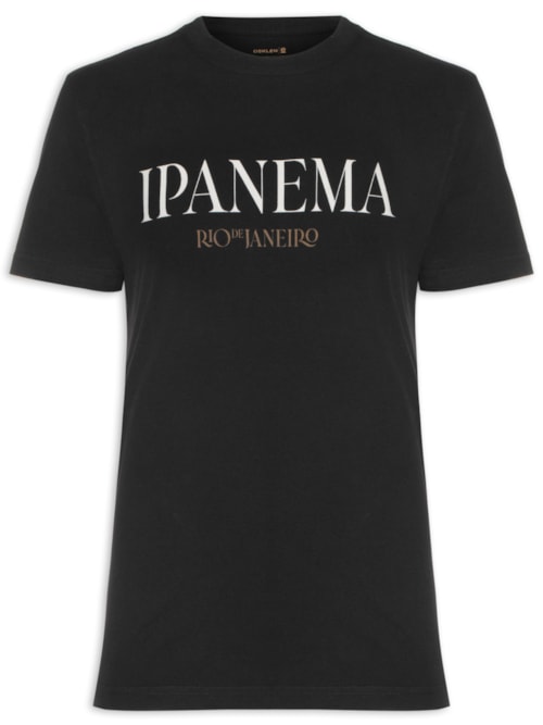 Camiseta Masculina Manga Curta Gola Careca Vintage Ipanema Serifado – Preto