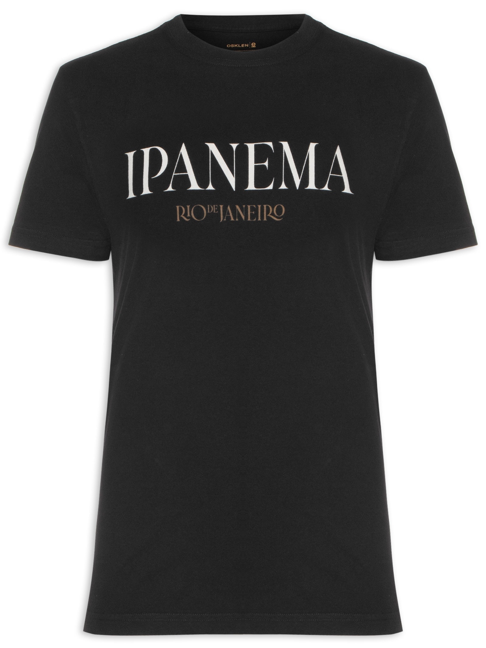 Camiseta Masculina Manga Curta Gola Careca Vintage Ipanema Serifado Preto Osklen