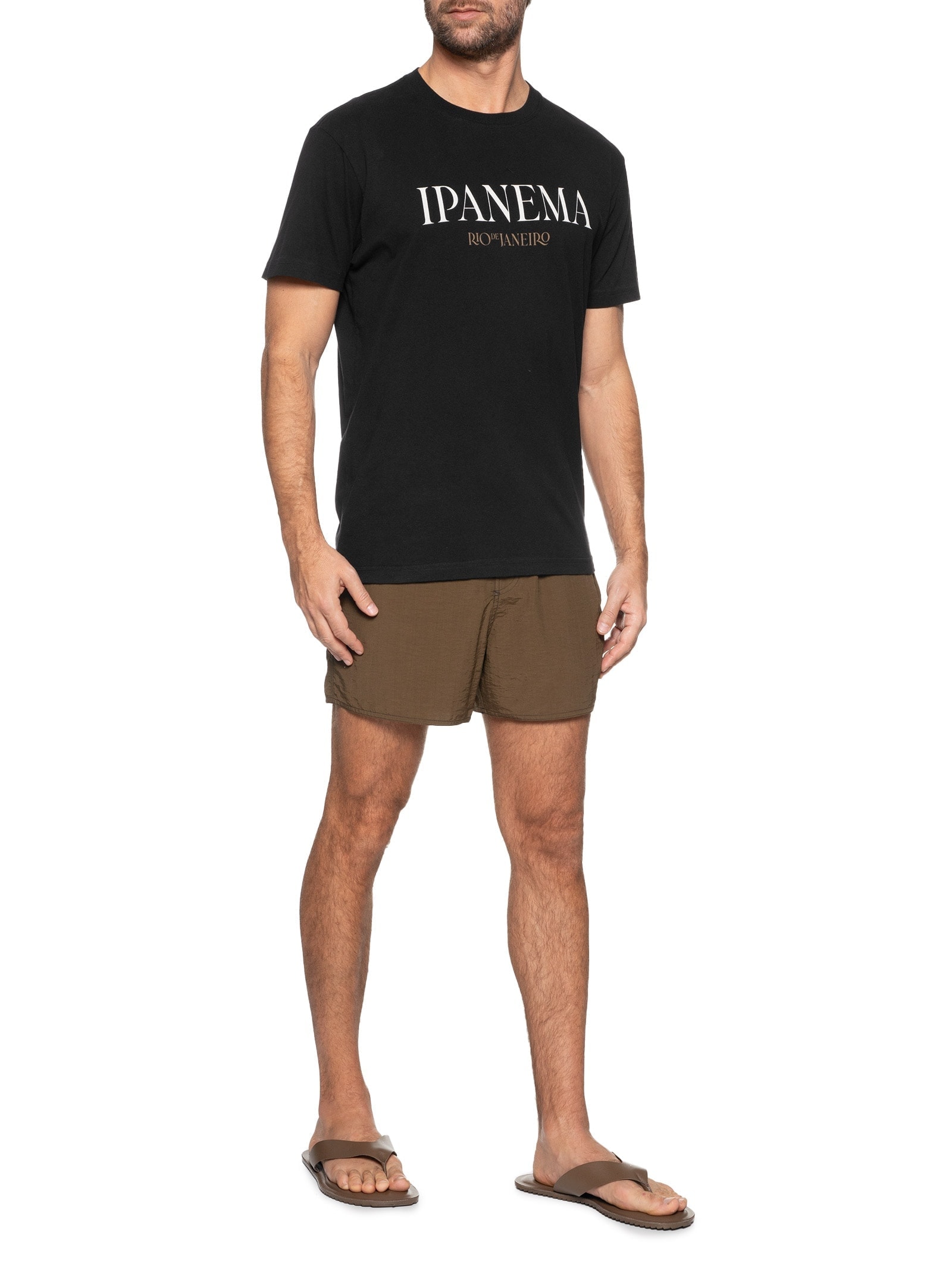 Camiseta Masculina Manga Curta Gola Careca Vintage Ipanema Serifado Preto Osklen