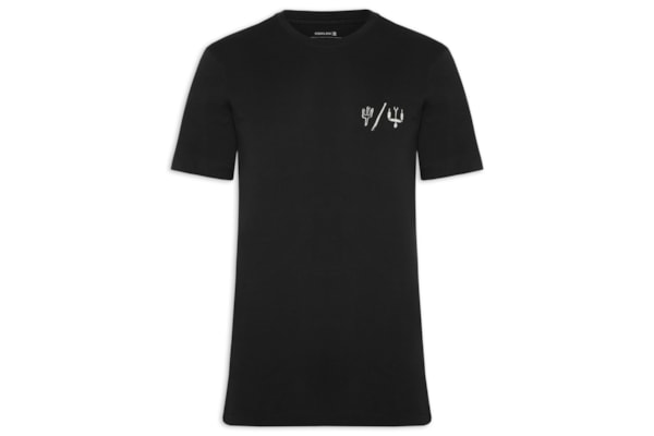 Camiseta Masculina Manga Curta Gola Careca Vintage Kite Icons Slim - Preto