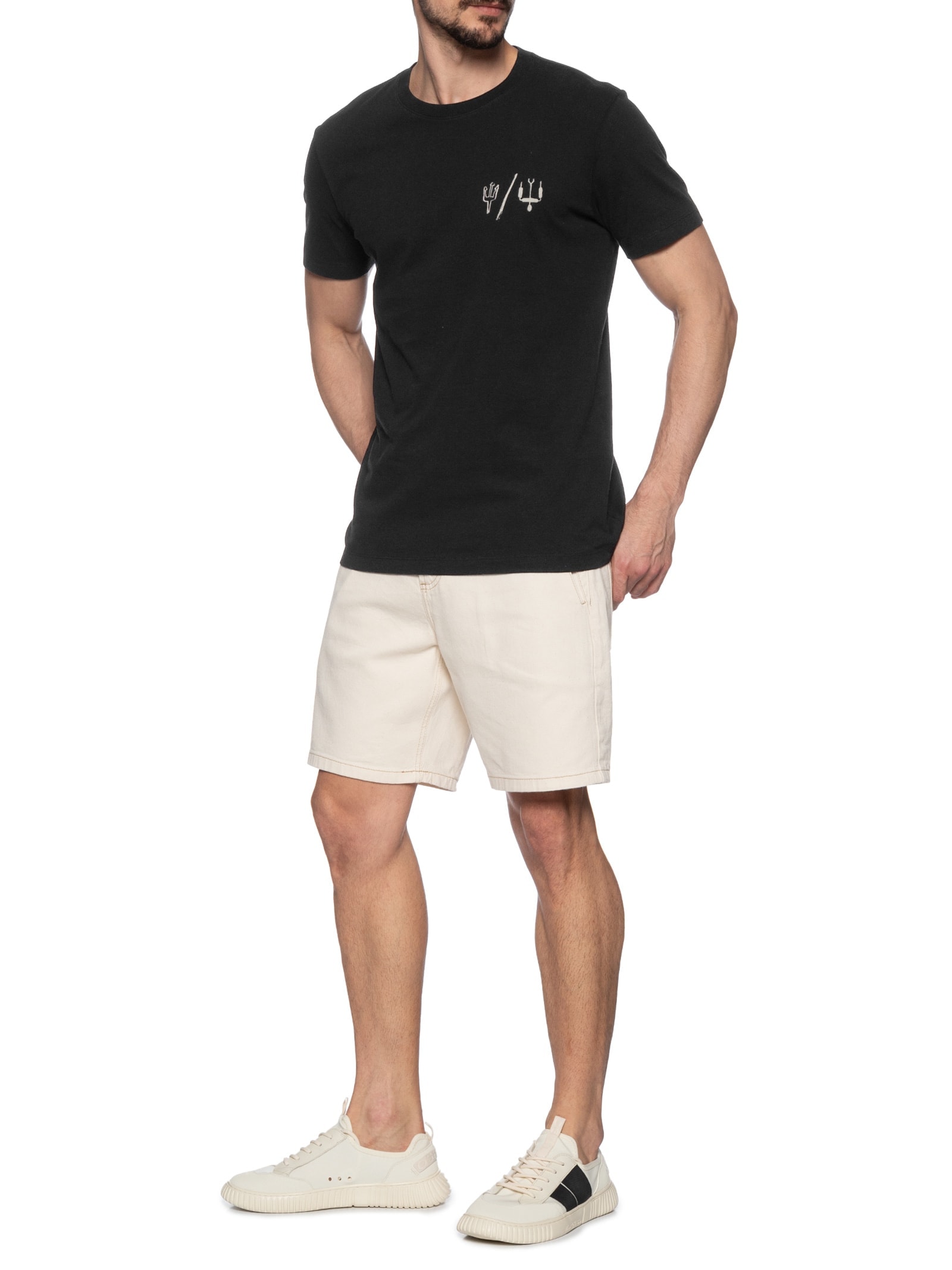Camiseta Masculina Manga Curta Gola Careca Vintage Kite Icons Slim Preto Osklen