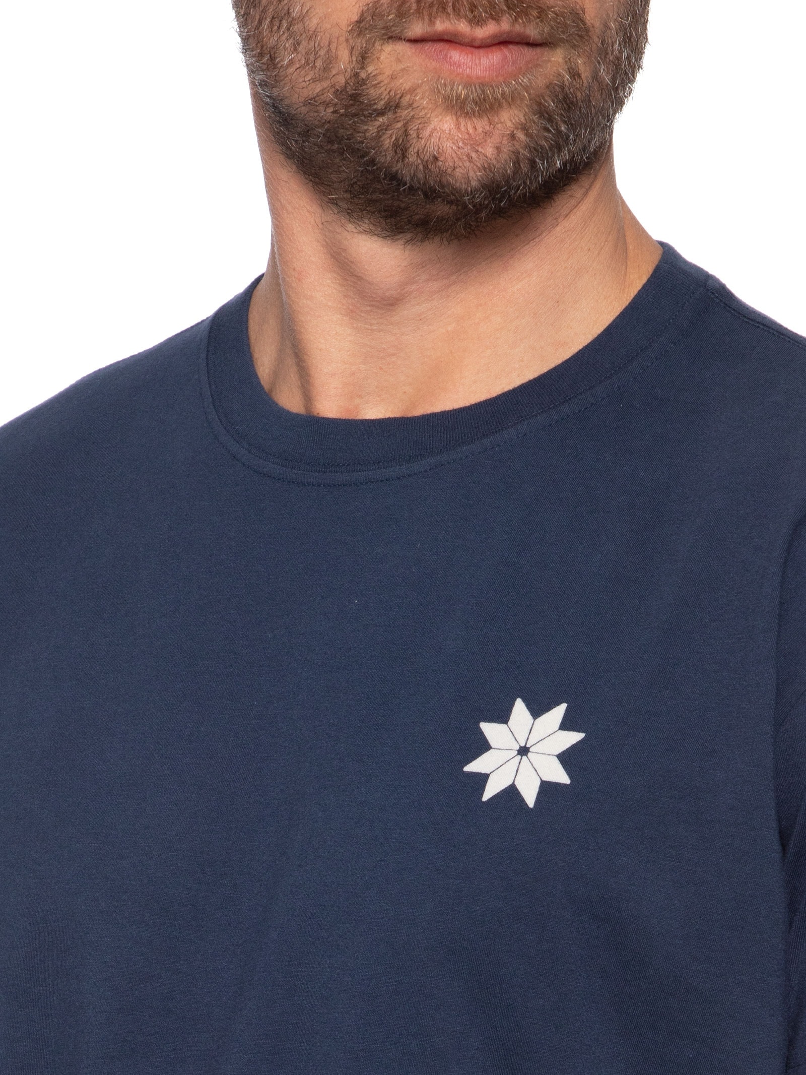 Camiseta Masculina Manga Curta Gola Careca Vintage Montains Azul Osklen